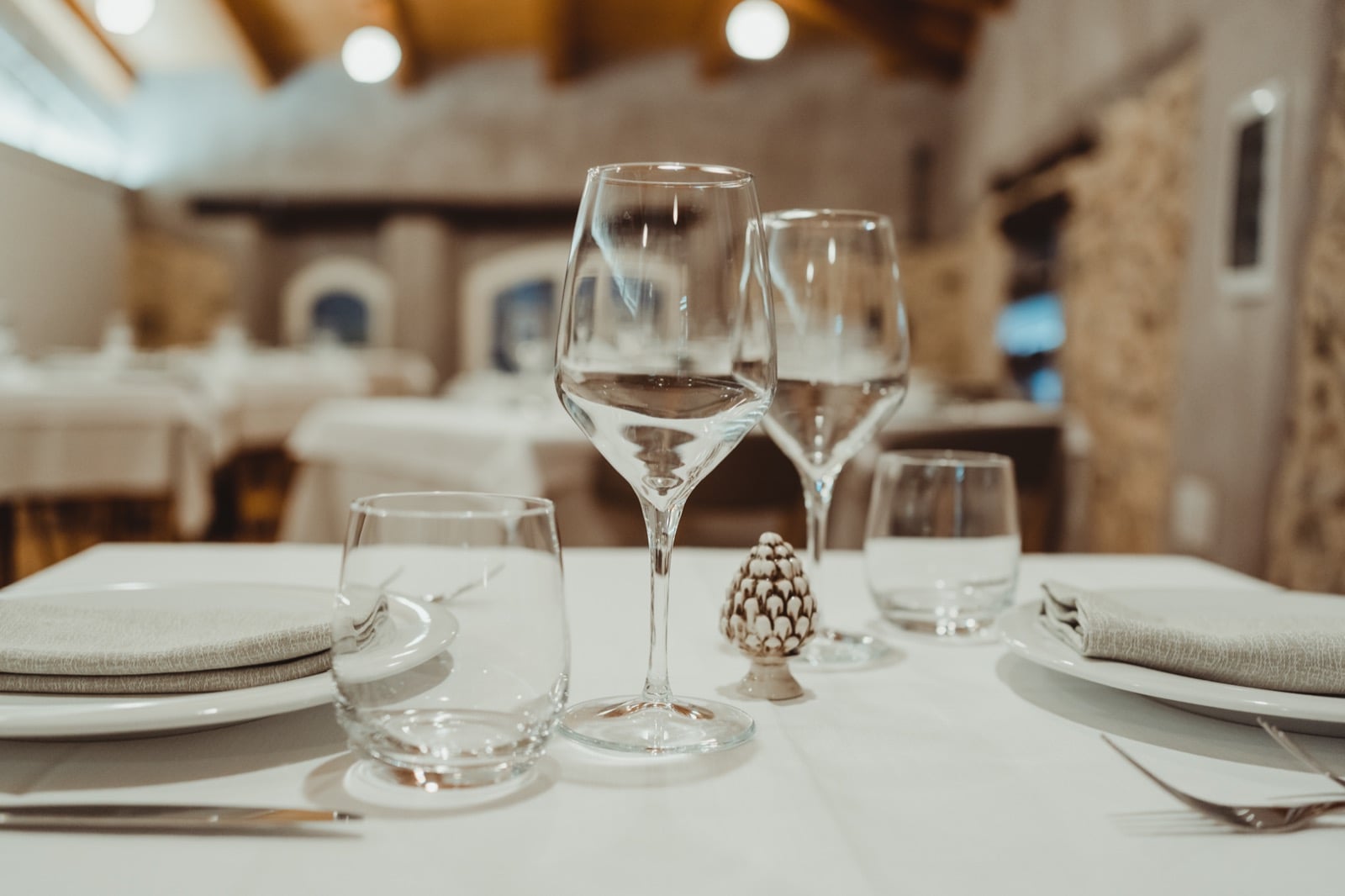 L'atmosfera accogliente, intima ed elegante ma senza ostentazioni del ristorante